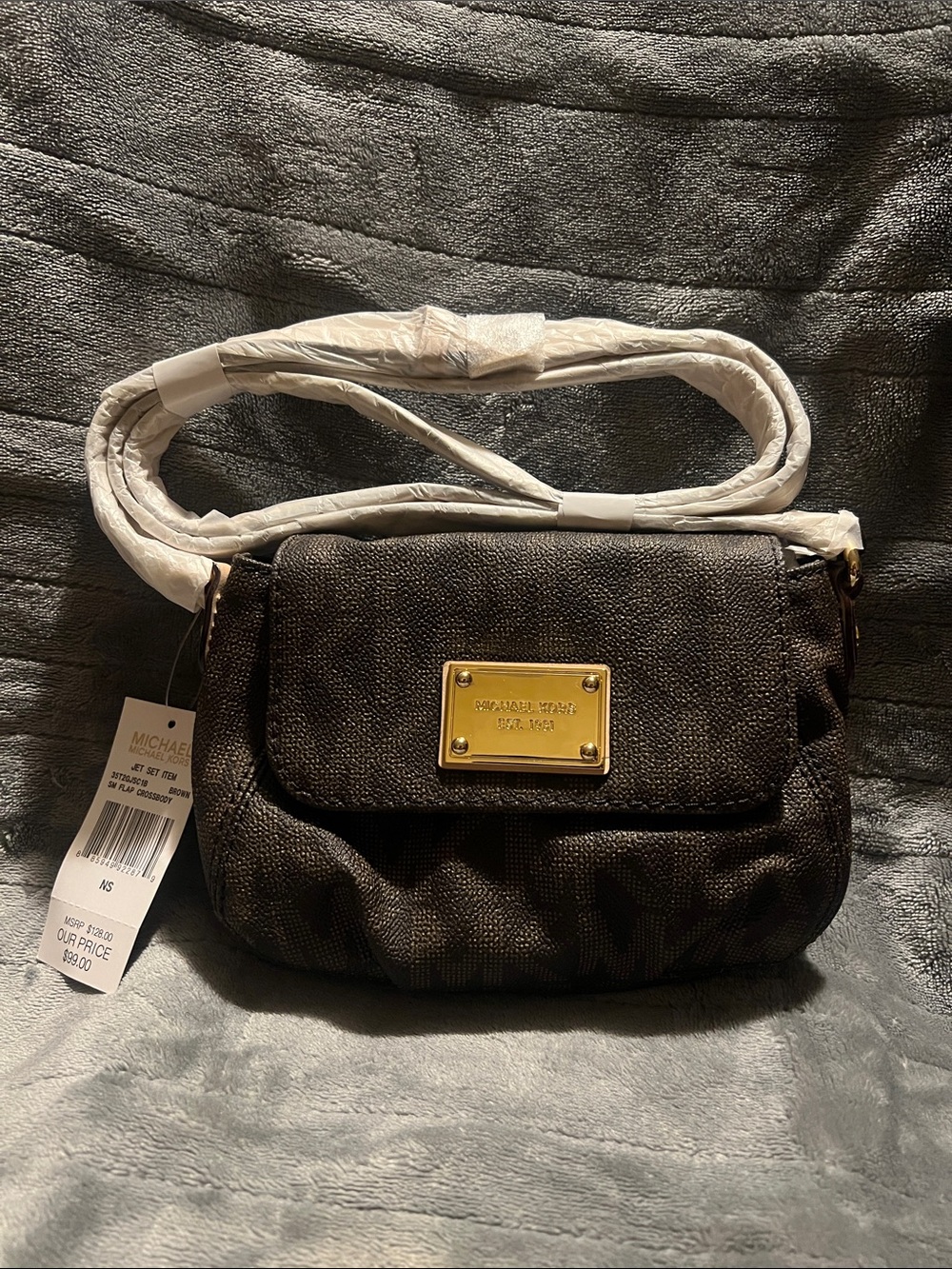 Michael Kors Mini Crossbody Bag Brown with Gold Hardware